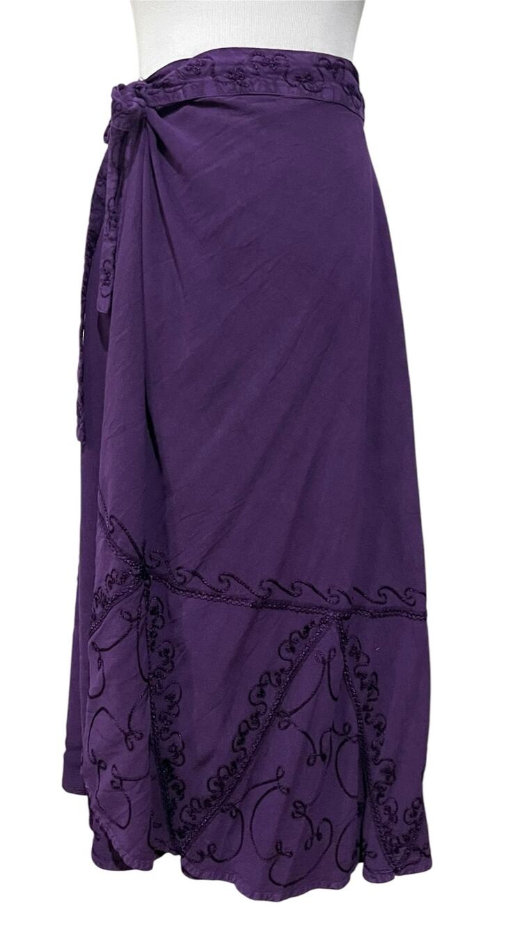 Just Cruising Purple Maxi Skirt Wrap Bohemian Embroidered Long Free Size